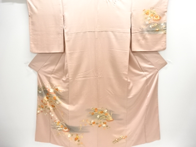 JAPANESE KIMONO / HOMONGI / EMBROIDERY / FLOWER BASKET